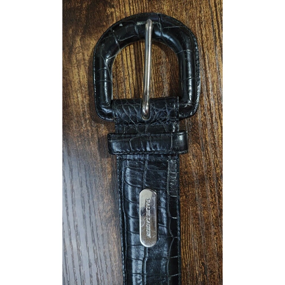 Vintage Ralph Lauren Main Label Black Faux Reptile Embossed Leather Belt